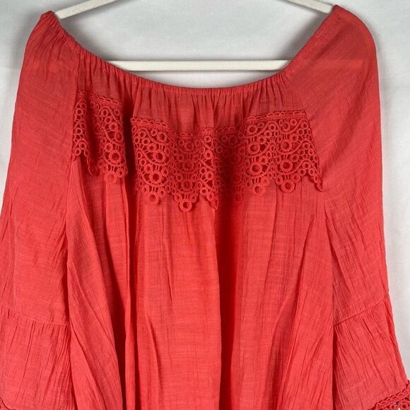 EST. 1946 Embroidered Sleeves Coral Peasant Blouse 26/28W - Picture 3 of 13